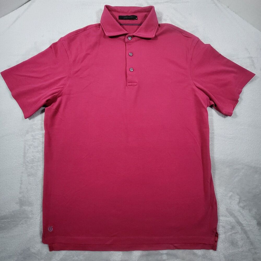 Greyson Polo Shirt Mens Medium Pink Magenta Cotton Blend Golf Wolf Logo